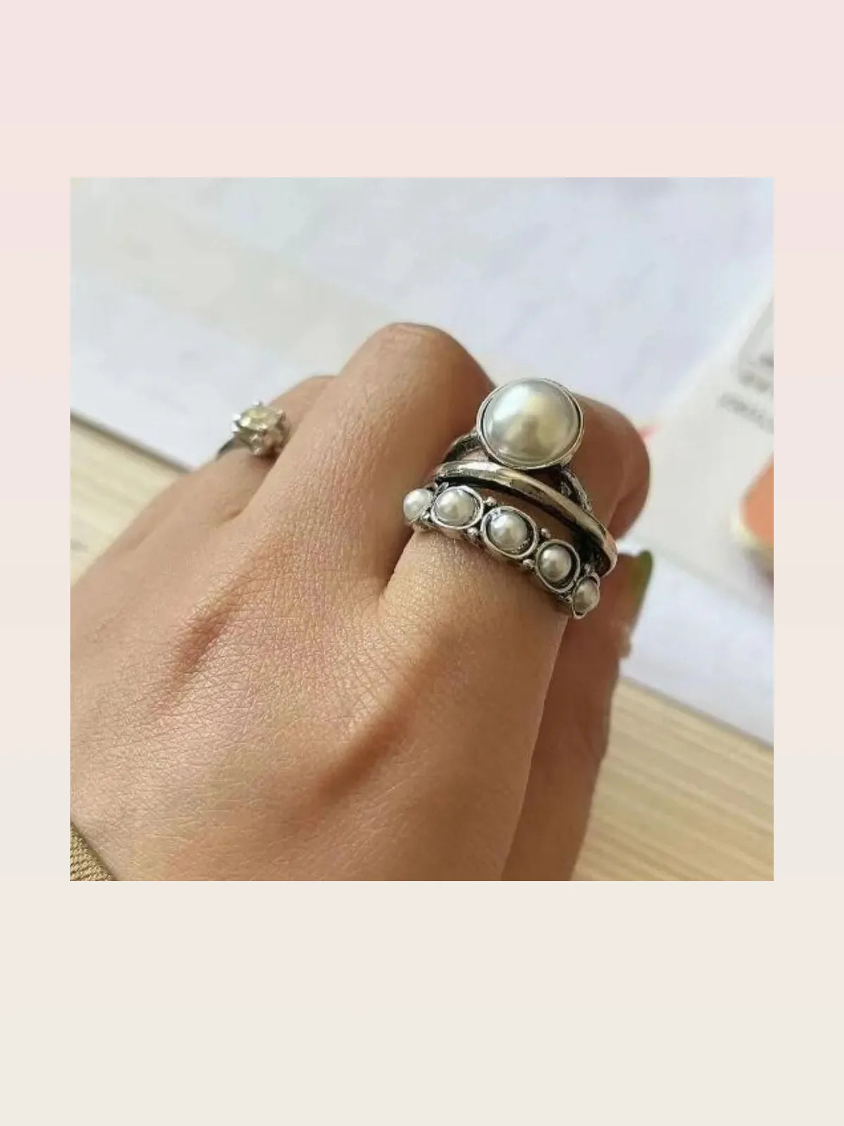 Alloy Three-Layered Open Ring — styled showcase — Livostyle