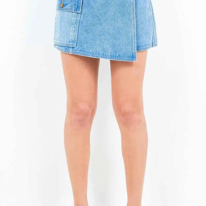 Cargo Pocket Denim Skort — square view — Livostyle