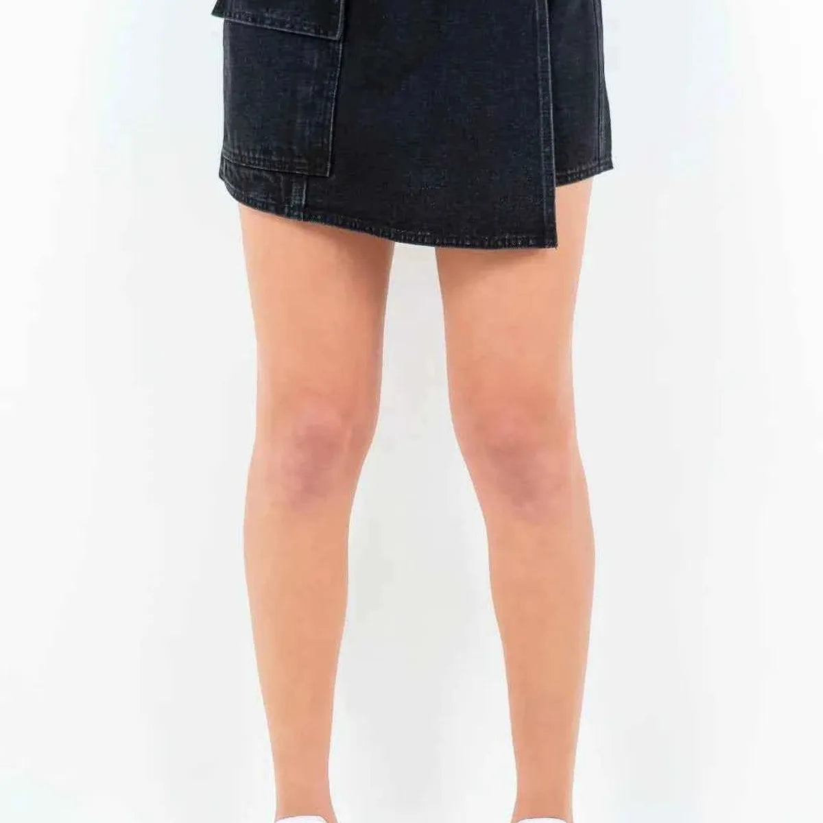 Black Cargo Pocket Mini Skort — square view — Livostyle