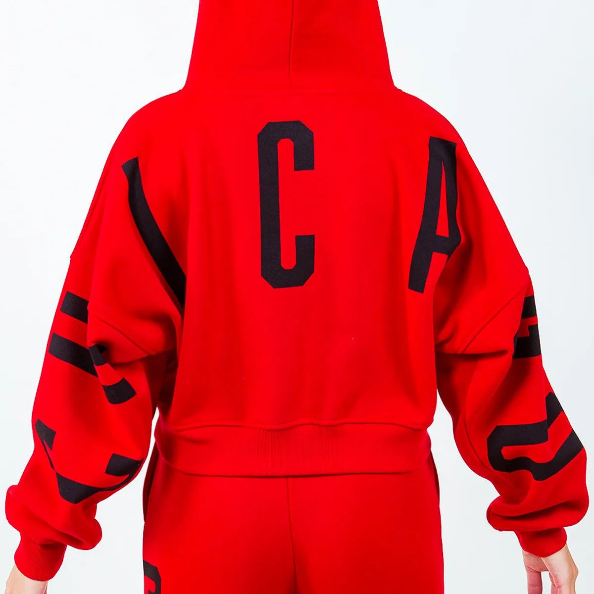 Trendy Graphic Cropped Hoodie with Drawstring — square view — Livostyle