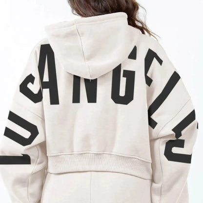 Urban Chic Letter Graphic Cropped Hoodie — square view — Livostyle