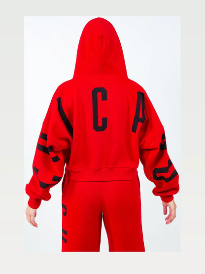 Trendy Graphic Cropped Hoodie with Drawstring — styled showcase — Livostyle