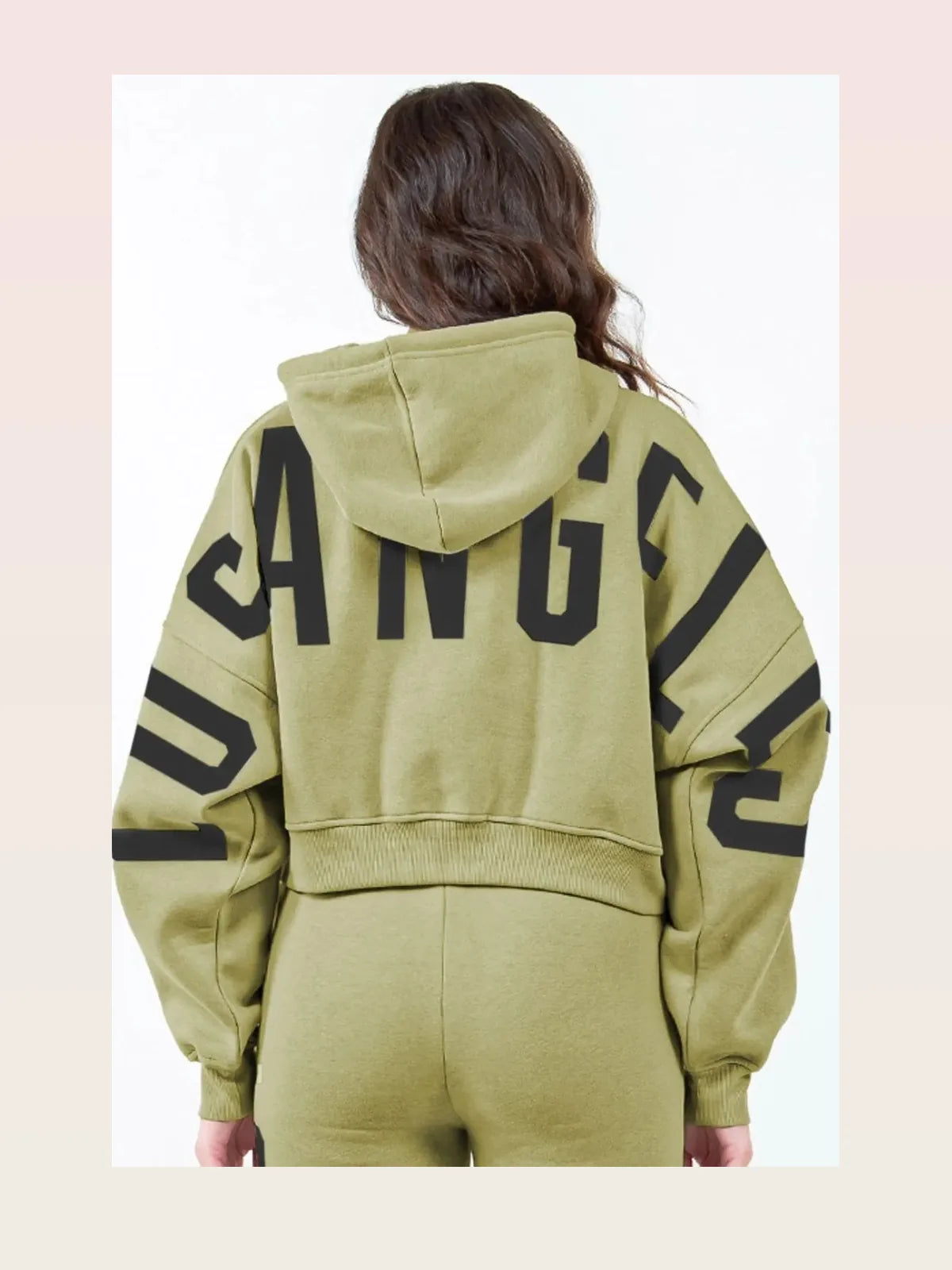 Stylish Cropped Hoodie with Graphic Letter Design — styled showcase — Livostyle