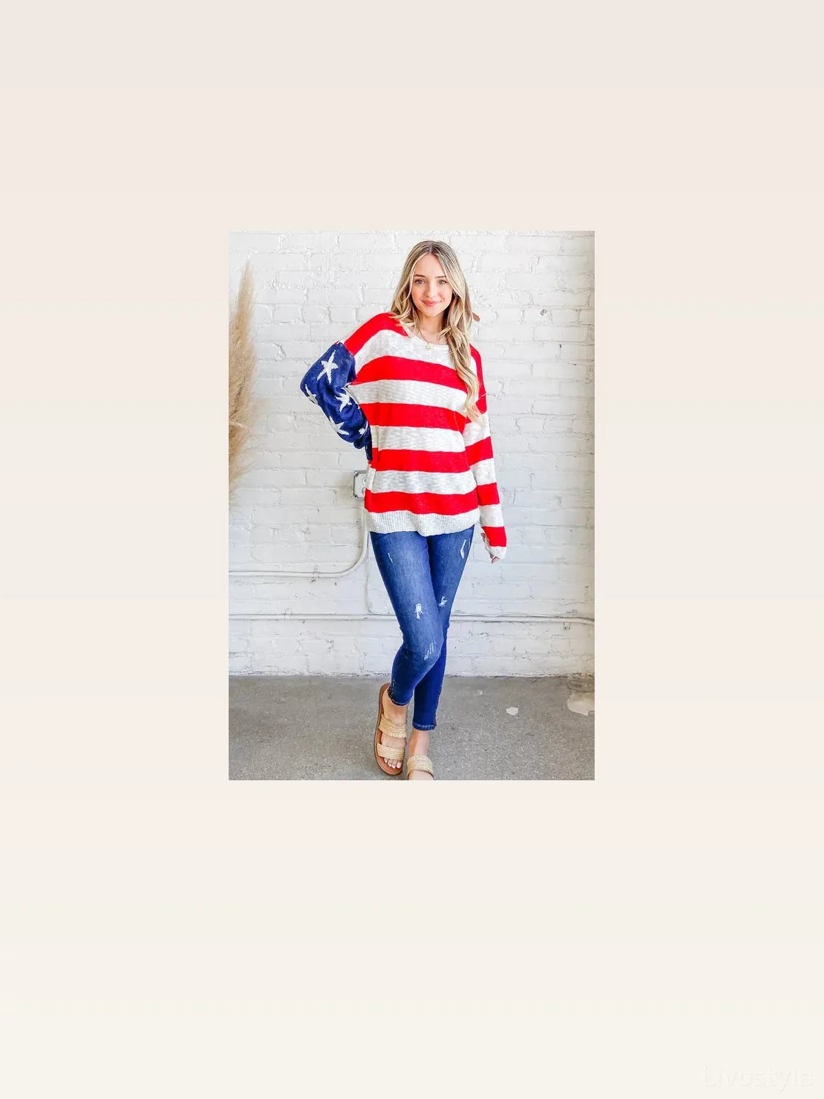 Patriotic American Flag Long Sleeve Sweater - Cozy & Stylish — styled showcase — Livostyle