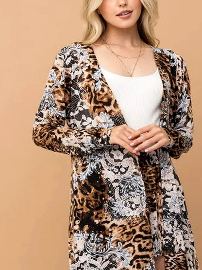 Animal Print Kimono and Shorts Set — detail view — Livostyle