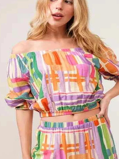 Asymmetric Geo Printed Tiered Maxi Skirt — detail view — Livostyle