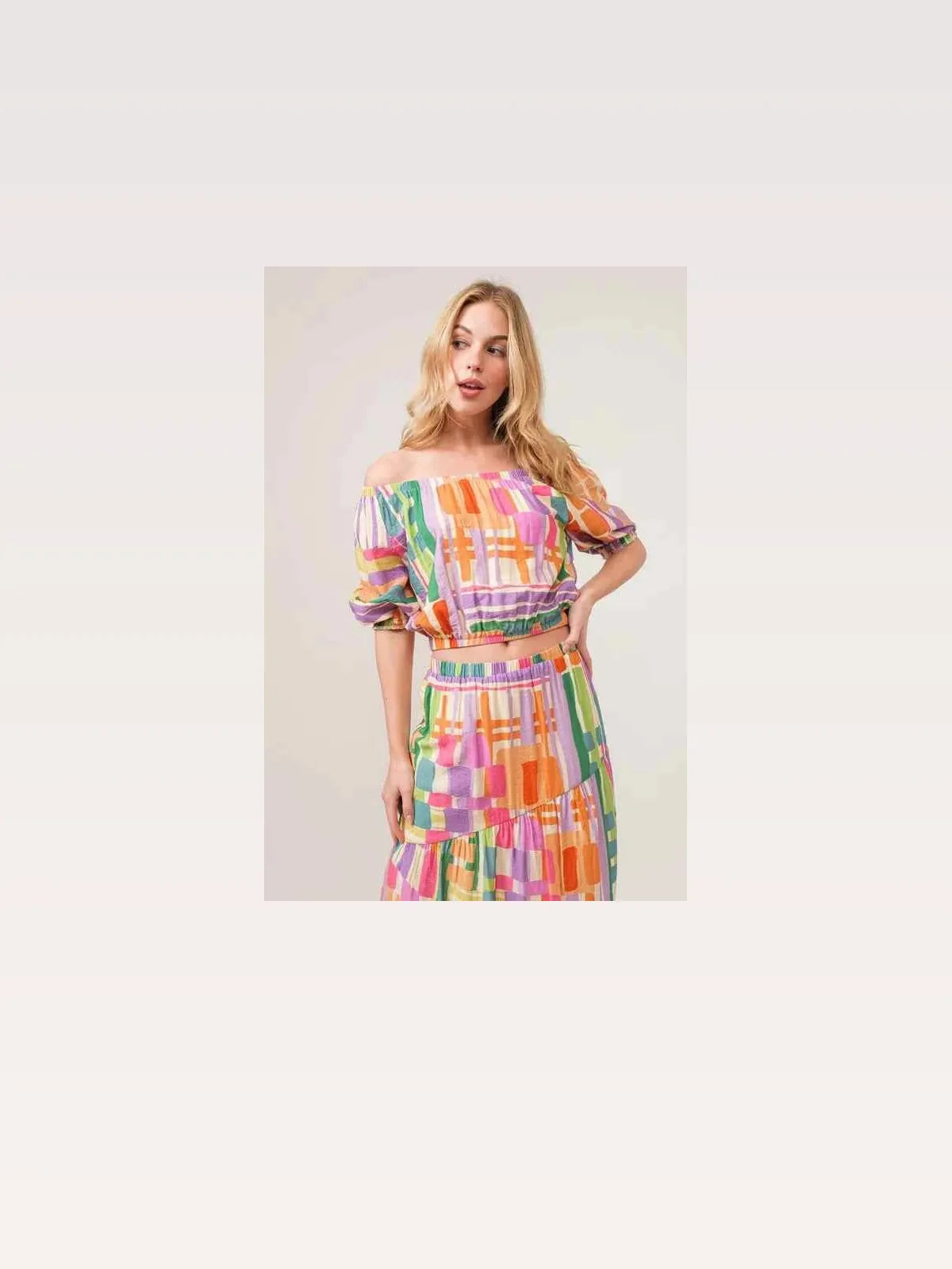 Asymmetric Geo Printed Tiered Maxi Skirt — styled showcase — Livostyle