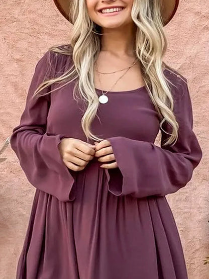 Elegant Lace Back Bell Sleeve Dress with Button-Down Detail — detail view — Livostyle