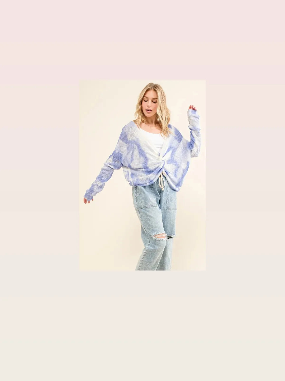 Stylish Blue Tie Dye Twisted Sweater: Perfect for Casual Chi — styled showcase — Livostyle