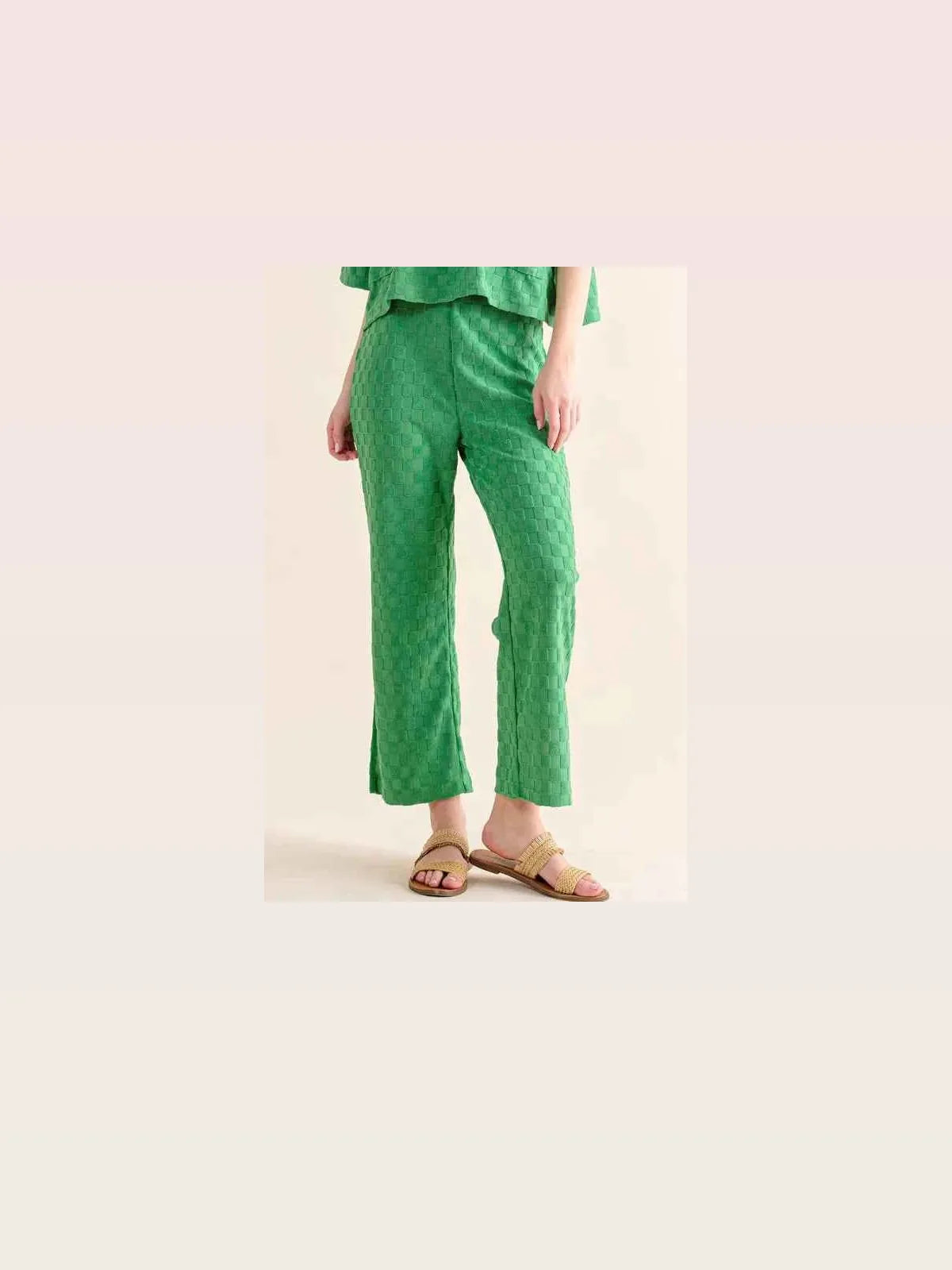 Brushed Texture Checker Board Pattern Casual Pants — styled showcase — Livostyle