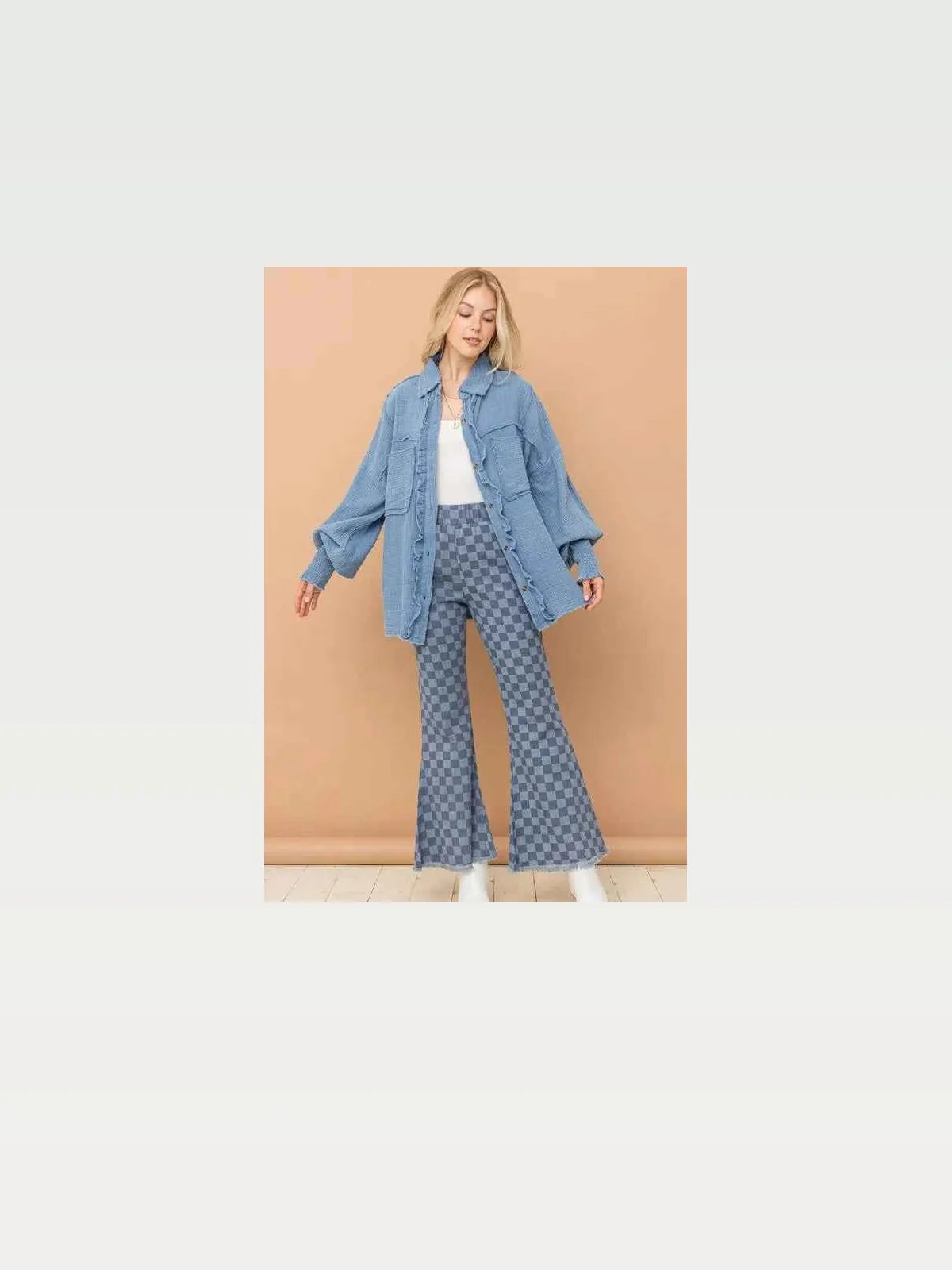 Checkerboard High Waist Bell Pants — styled showcase — Livostyle