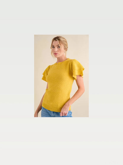 Chic Double Layered Ruffle Sleeve Sweater Top for a Trendy L — styled showcase — Livostyle