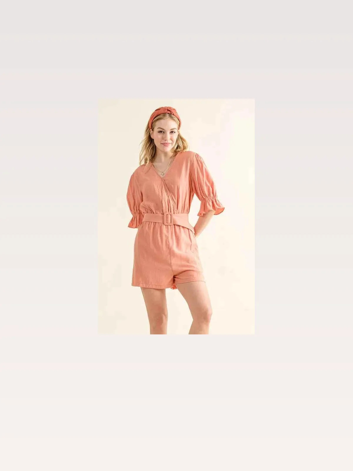 Flounce Sleeves Romper with Belt — styled showcase — Livostyle