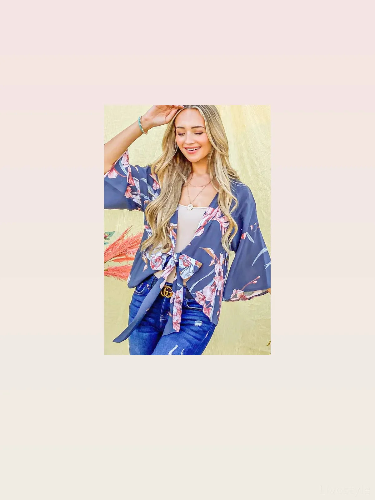 Chic Floral Print Front Tie Knot Top for Casual Style — styled showcase — Livostyle