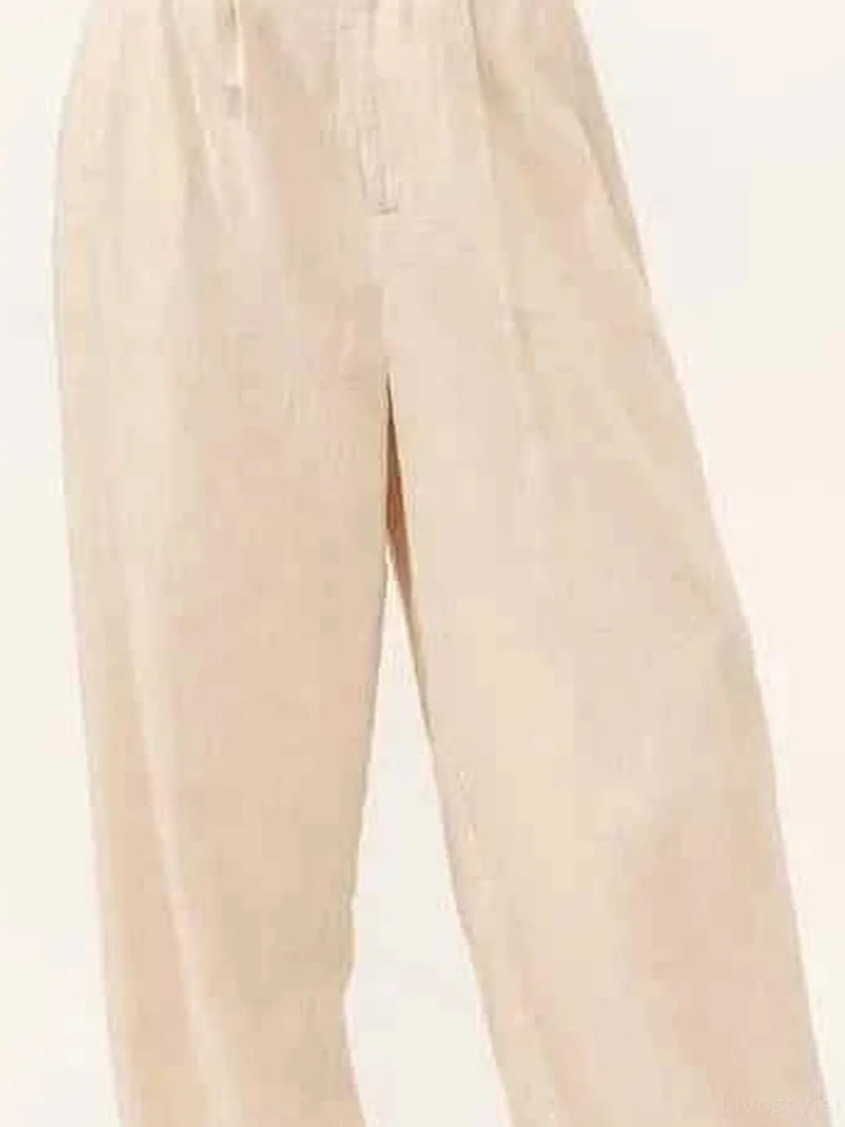 High-Rise Wide Leg Linen Blended Pants — detail view — Livostyle