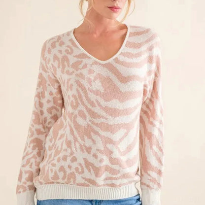 Bold Leopard-Zebra Combo Casual Sweater: Fashion-Forward & C — square view — Livostyle