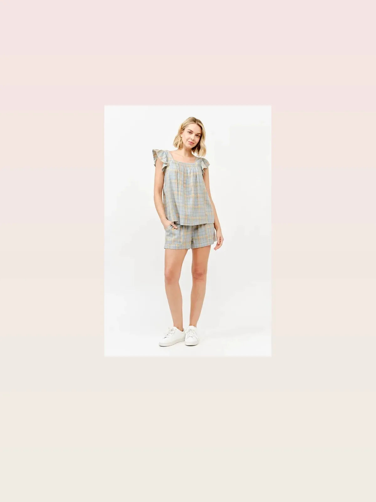 Plaid Print Smocked Detail Casual Shorts — styled showcase — Livostyle