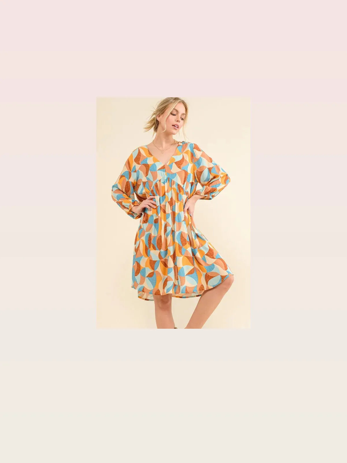 Open Back Printed Puff Sleeve Smocked Dress – photo 6