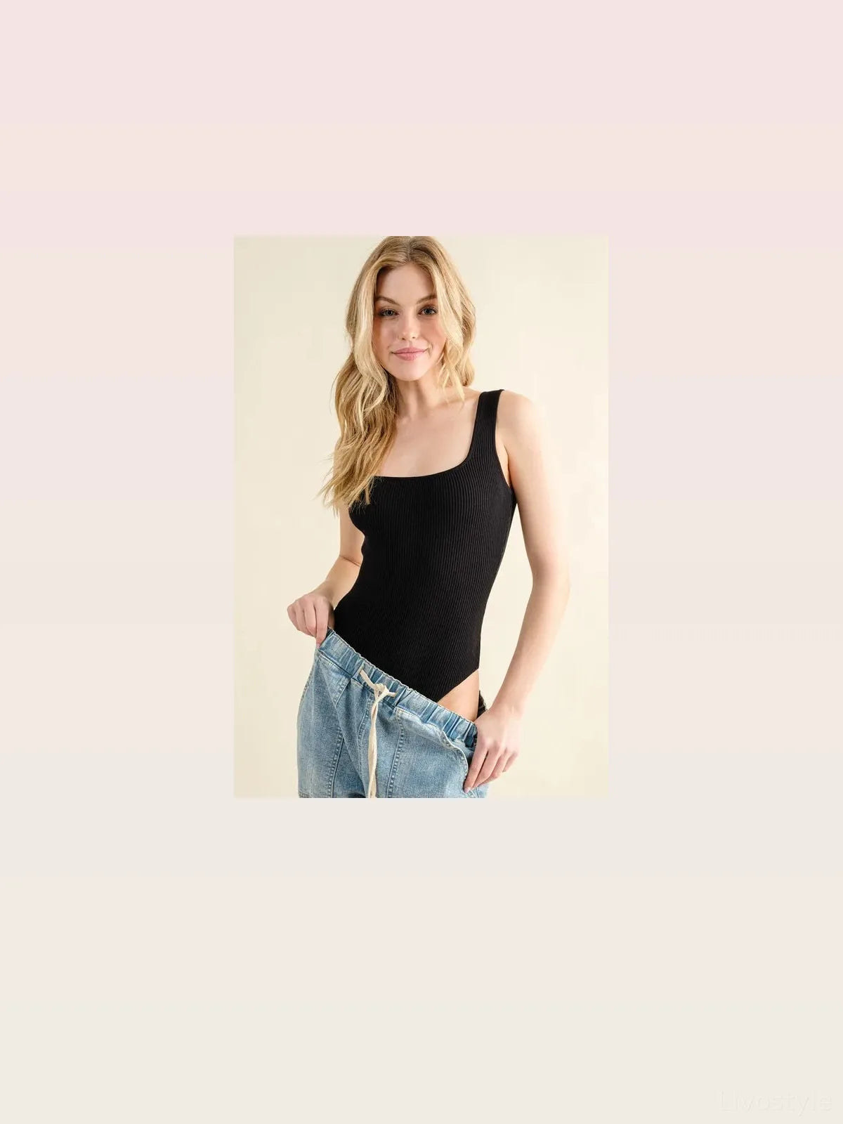 Chic Ribbed Square-Neck Bodysuit — styled showcase — Livostyle