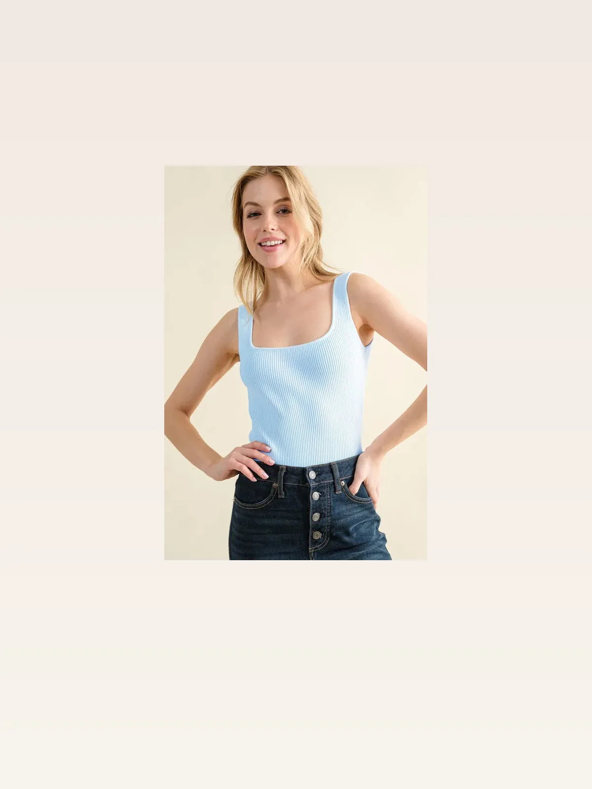 Chic Ribbed Bodysuit with Square Neckline — styled showcase — Livostyle