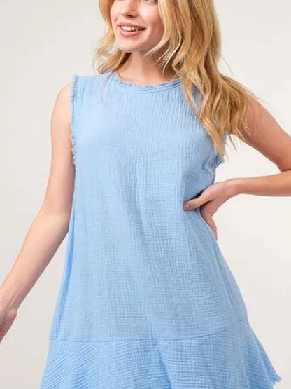 Bohemian Chic Washed Fringe Tiered Dress — detail view — Livostyle