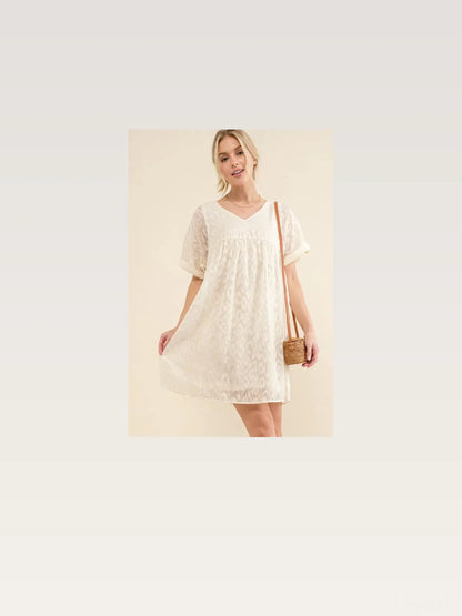 Chic Leopard Print Baby Doll Dress with Roll-Sleeves — styled showcase — Livostyle
