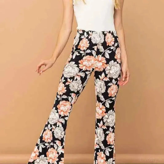 Wrinkle-Free Stretch Bell Bottom Flare Pants — square view — Livostyle