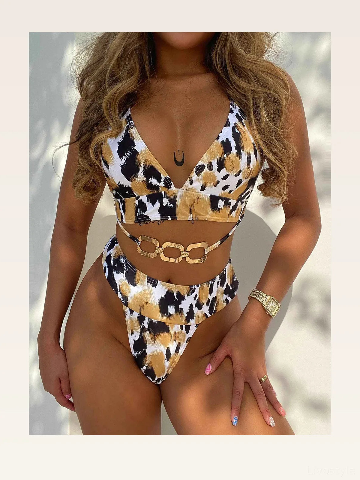 Animal Print Halter Neck Bikini Set — styled showcase — Livostyle