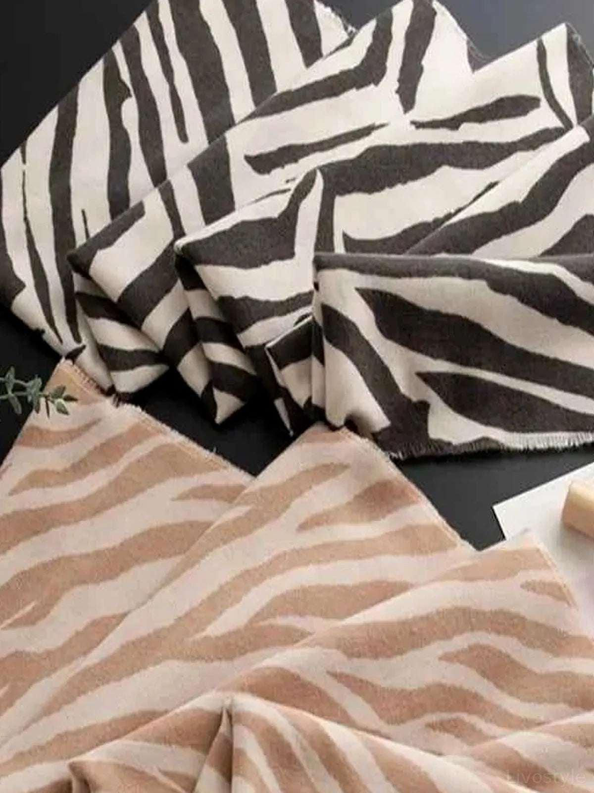Animal Print Polyester Scarf — detail view — Livostyle