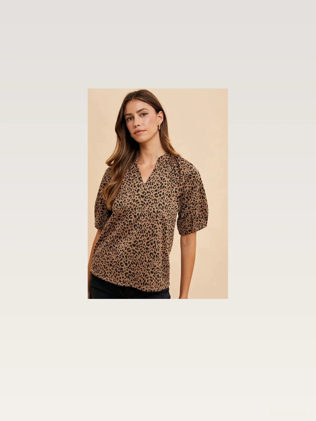 Trendy Animal Print Voluminous Sleeve Knit Blouse — styled showcase — Livostyle