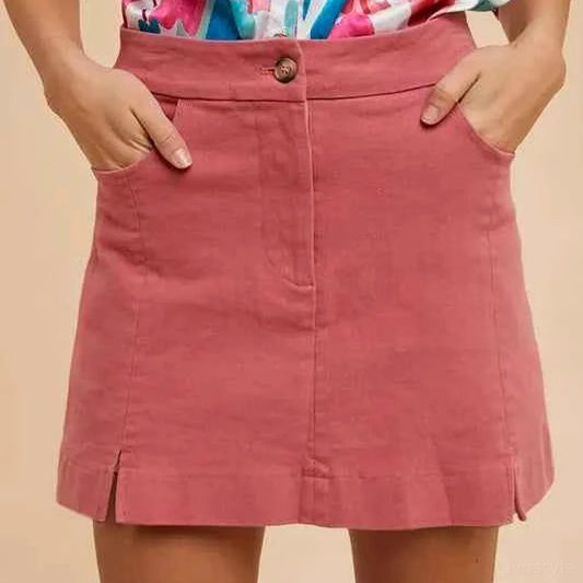 Comfort Stretch Cotton Slit Detailed Mini Skirt — square view — Livostyle