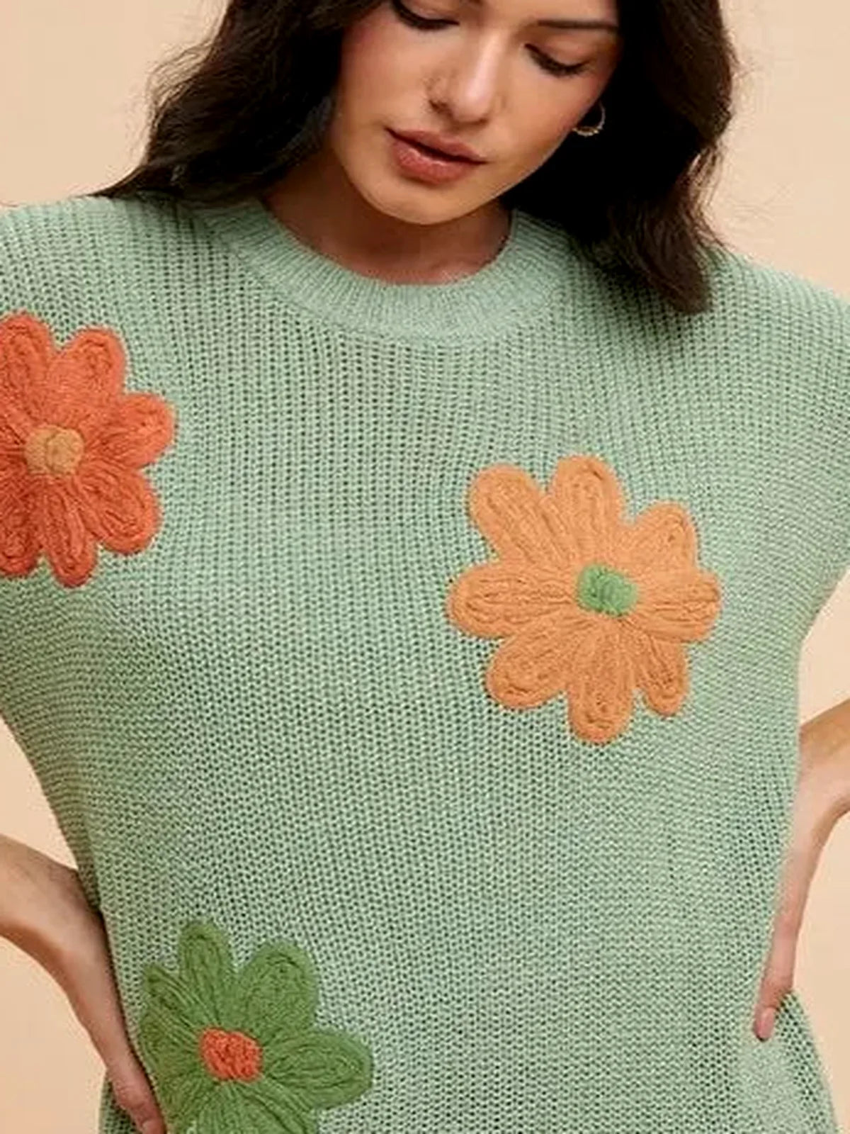 Floral Embroidered Dolman Sleeve Summer Top — detail view — Livostyle