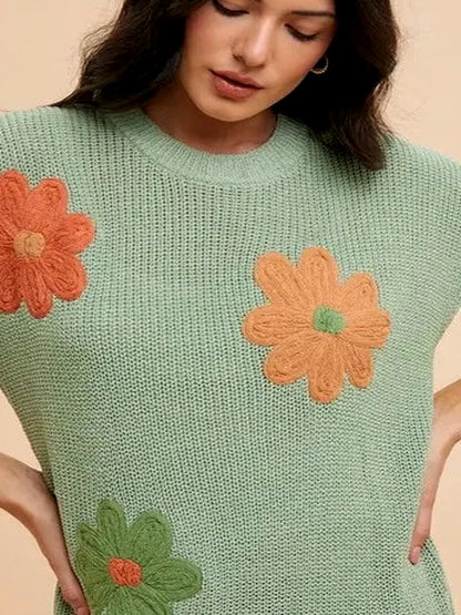Floral Embroidered Dolman Sleeve Summer Top — detail view — Livostyle