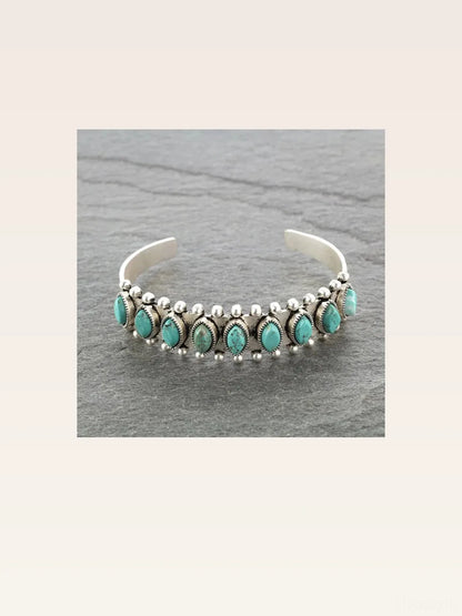 Artificial Turquoise Alloy Open Bracelet — styled showcase — Livostyle
