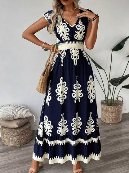 Ruffled Printed V-Neck Maxi Dress – photo 3