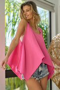Trendy Flare Knit Tank Top with High-Low Hemline — Livostyle