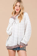 Chic Striped Sweatshirt with Drop Shoulder Design — Livostyle