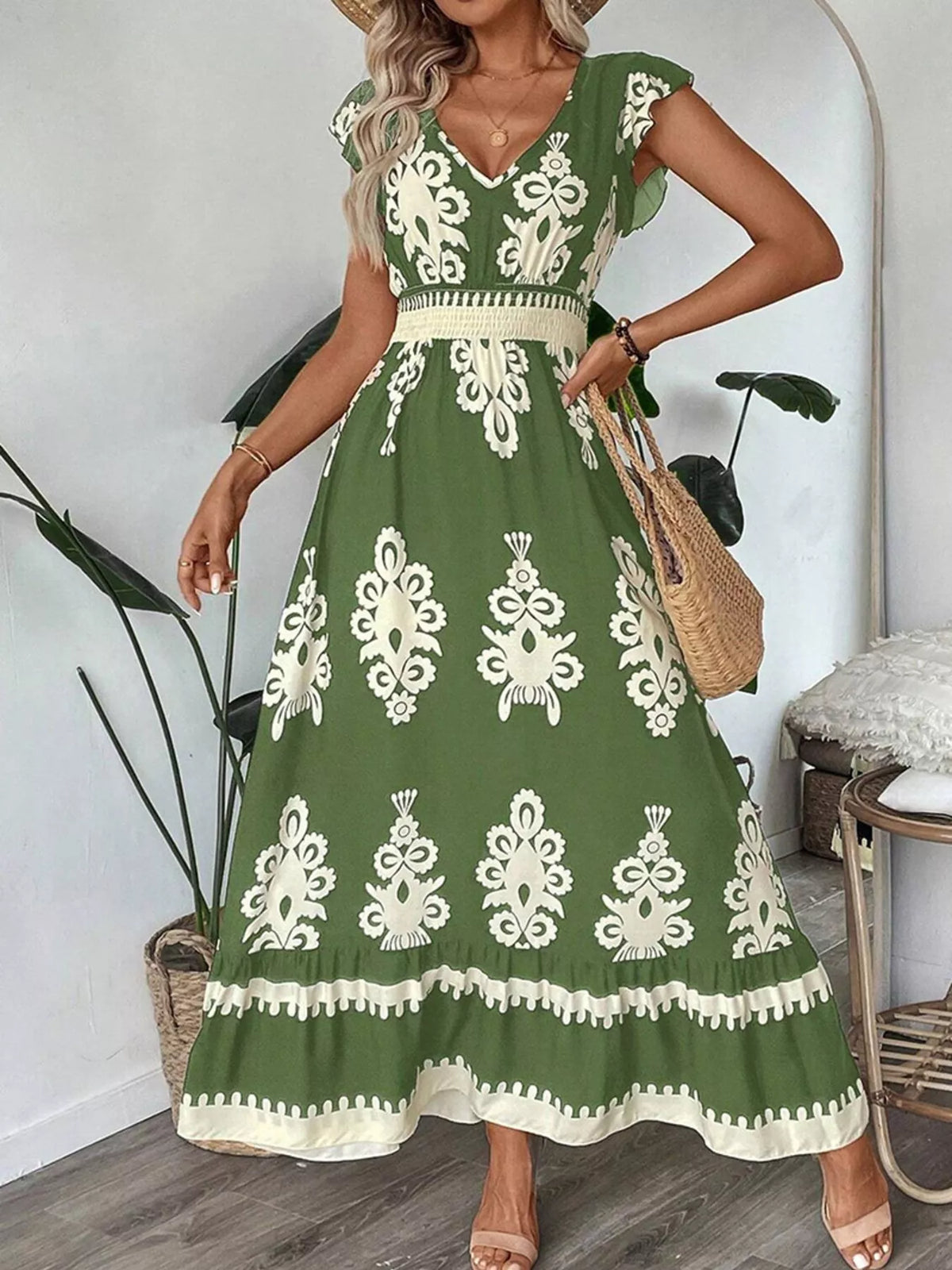 Ruffled Printed V-Neck Maxi Dress – photo 6