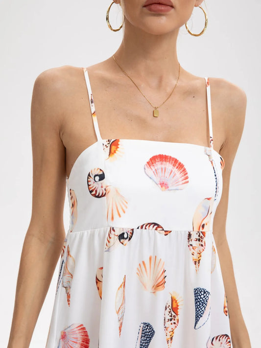 Printed Square Neck Tiered Cami Maxi Dress