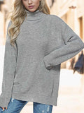 Turtleneck Drop Shoulder Long Sleeve Sweater — Livostyle