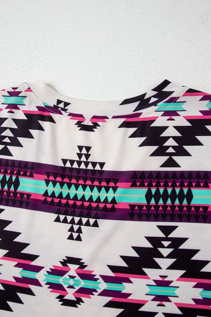 Aztec Print V-Neck Midi Dress with Split Hem – photo 10