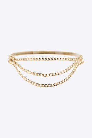 Metal Triple-Layered Chain Belt in Gold