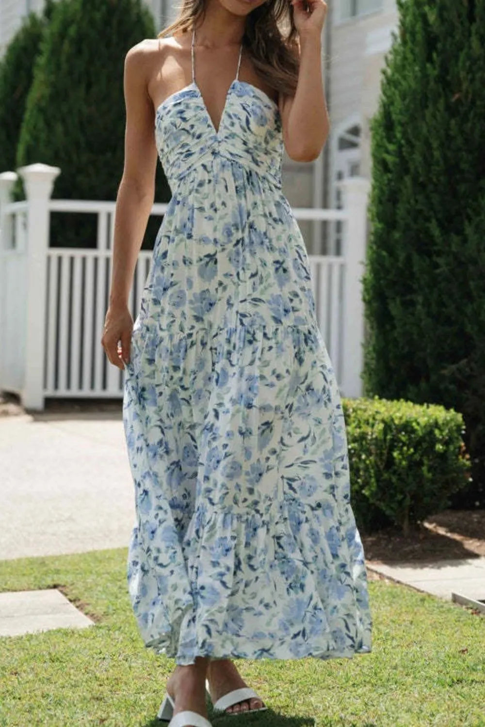 Floral Halter Neck Tiered Maxi Dress – photo 9