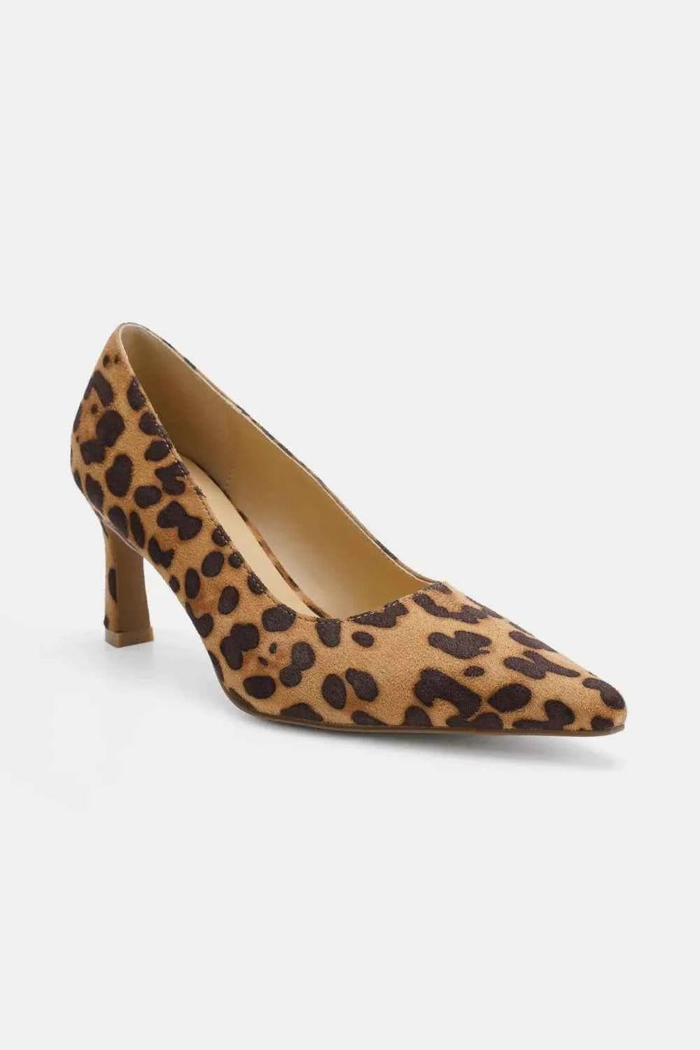 Stylish Leopard Print Faux Suede Pointed Toe Pumps