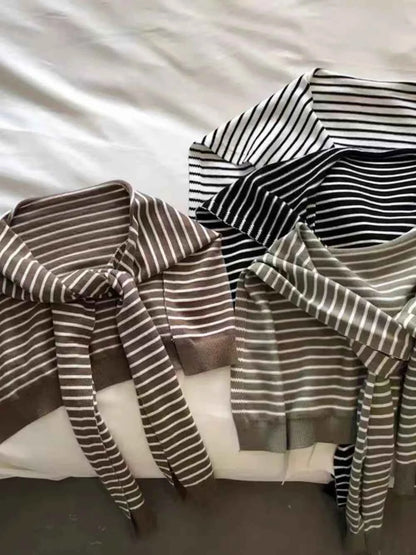 Striped Contrast Knit Wrap — Livostyle