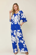 Printed Tie Back Wide Leg Jumpsuit — Livostyle