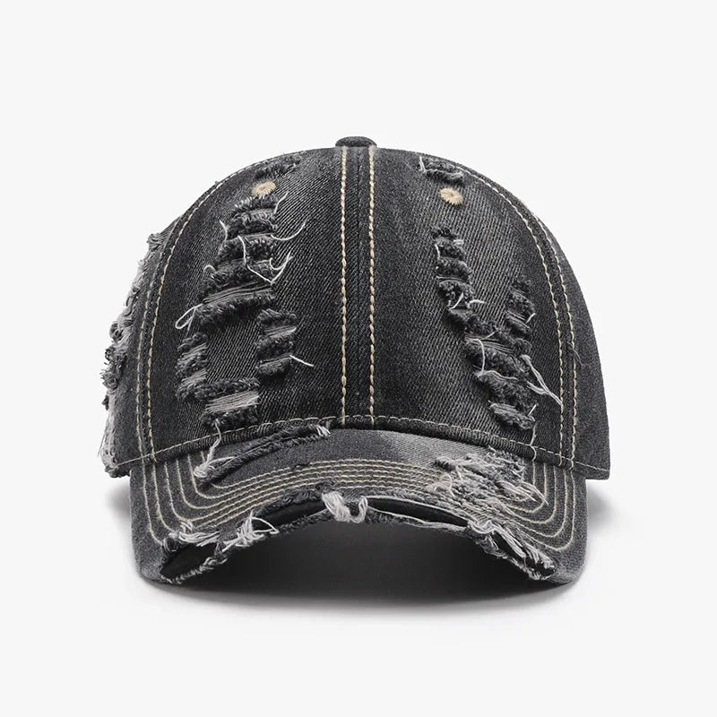 Distressed Adjustable Cotton Baseball Cap — Livostyle