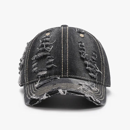 Distressed Adjustable Cotton Baseball Cap — Livostyle