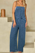 Adjustable Tie Straps Wide Leg Denim Overalls — Livostyle