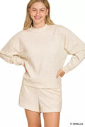Scuba Long Sleeve Sweatshirt and Shorts Set in H VANILLA